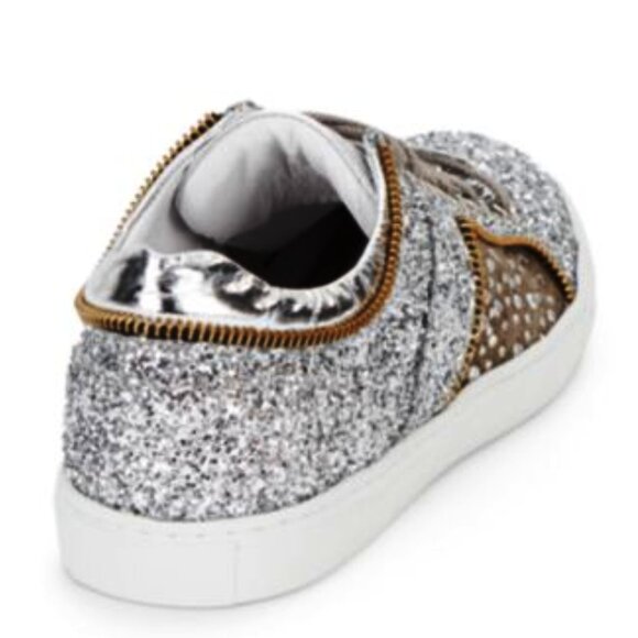 Alessandro Dell’ Acqua Leather Lace-up Glitter Rhinestone Sneaker Shoe US 9B NIB - Picture 8 of 11